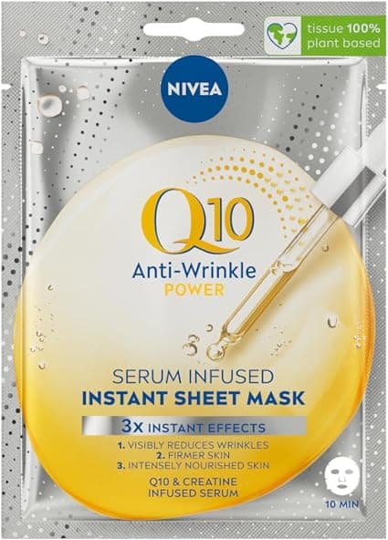NIVEA Q10 Power Anti-Wrinkle + Firming Mask (5 Pcs), Anti-Aging Moisturizing Mask, Face Mask with Coenzyme Q10, 10 Minute Wrinkle Cream Mask - Image 1