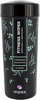 Wipex Lingettes Natural pour équipement de Gymnastique - citronnelle, Eucalyptus et vinaigre - idéales pour Les Tapis de Yoga, Pilates, Gymnastique à la Maison, Peloton, spas, 75 lingettes