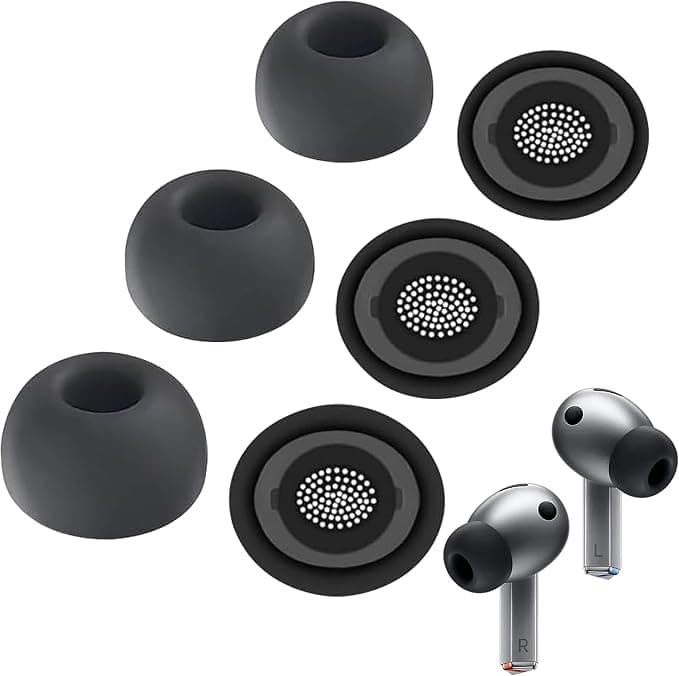 Silicone Earbuds for Galaxy Buds Pro 3 - Silicone Tips for Samsung Buds Pro 3, Compatible with Samsung Galaxy Buds Pro 3 Replacement Accessories, L/M/S (3 Pairs) Black
