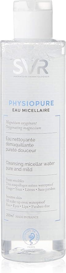 SVR - Physiopure Eau Micellar - Cleansing cleansing purity softness - For sensitive skin (face, eyes, lips) - Oxygenating magnesium, moisturizing complex - 200 ml - Image 1