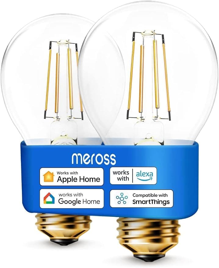 Meross Smart LED Bulb, E27 Smart Edison Filament Bulb Compatible with Apple HomeKit, Alexa and Google Home, 810LM WiFi Dimmable Bulb 2700K Warm White 2700K (Equivalent 60W) - Image 1