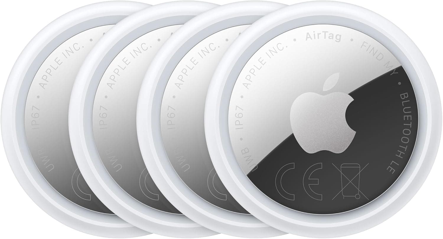 Apple 4 Pack AirTags (2nd Generation): Tracker for Keyrings, Wallets and More; Location with Beep; One-Touch Setup with iPhone or iPad