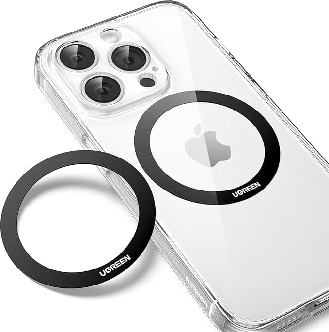 Ring UGREEN 2 Pieces Metal Rings Compatible with MagSafe Ring Adhesive Sticker 3M Thickness 0.65mm Accessory for Magnetic Charging Car Phone Holder