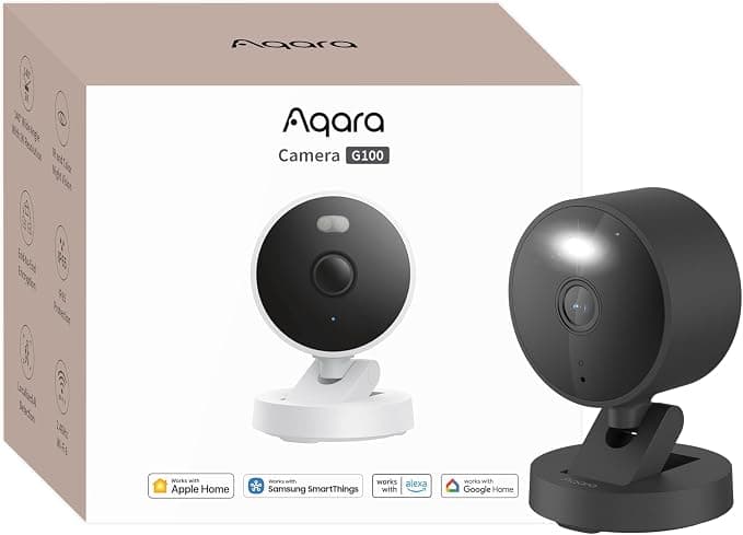 Aqara G100 2K Indoor / Outdoor Camera HomeKit Secure Video Color Night Vision with Projector, AI Detection, Wi-FI 6, Two-Way Audio, IP65, Compatible Alexa, Google Home, Black
