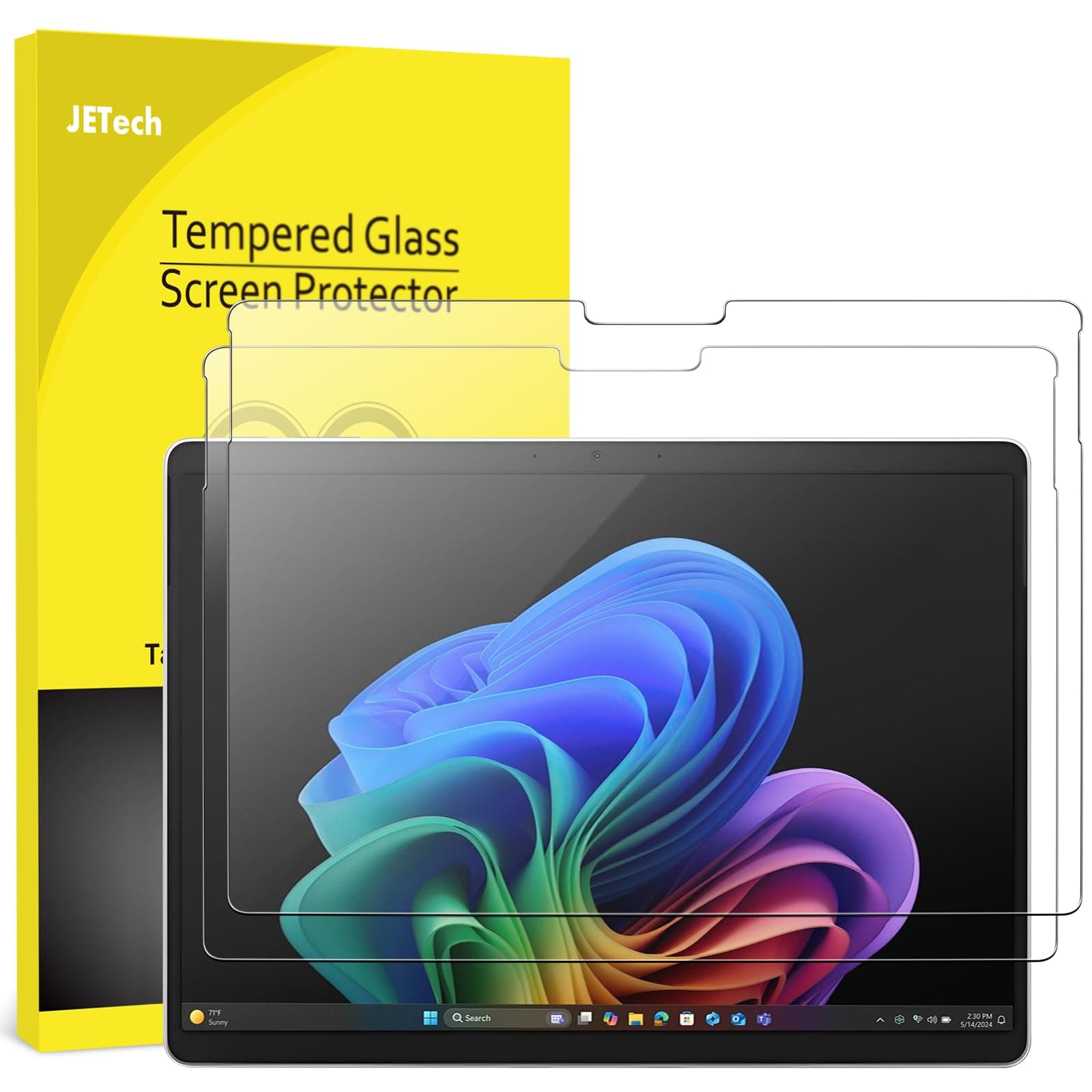 JETech JETech Tempered Glass for Surface Pro 11/10 (2024)/Pro 9 (2022) 13-Inch, 9H Screen Protector, Surface Pen Holder, HD Clear, Pack of 2