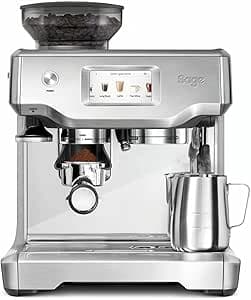 Sage - The Barista Touch - Coffee Machine with Automatic Milk Frother & Integrated Grinder - Touch Screen, Removable Pad, 5 Programs - Espresso Machine - Brushed Stainless Steel