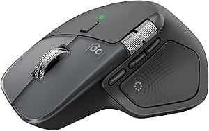 Logitech MX Master 4 Ergonomic Wireless Mouse with Advanced Performance Haptic Feedback, Ultra-Fast Scrolling, USB-C Charging, Bluetooth, Windows, MacOS - Black