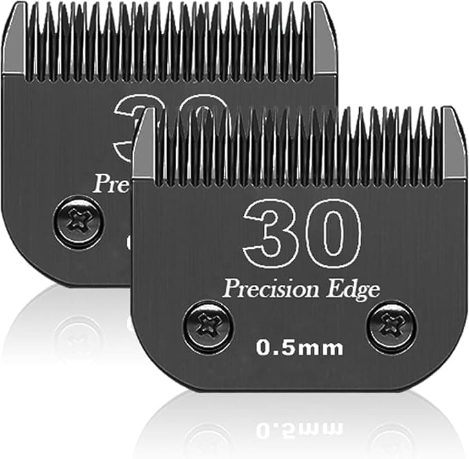 Andis Replacement Blade for Dog Grooming, Compatible with Heiniger/Moser Max45/Andis/Oster A5/Wahl 10KM Series Dog Clippers, Size 30 1/50 Inches (0.5 mm) Cutting Length, 2 Units, Black