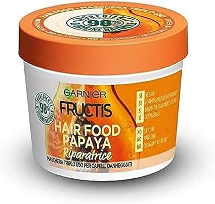 Fructis Hair Food Papaya 3-in-1 Repair Mask with Vegan Formula for Damaged Hair 390 ml - Image 1