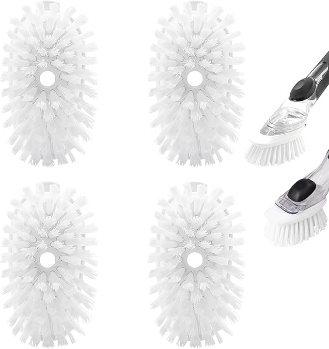 OXO OXO Dish Brush Refills 4 Pack - Soap Dispenser Head Replacement for Scrubbing Brush (White)