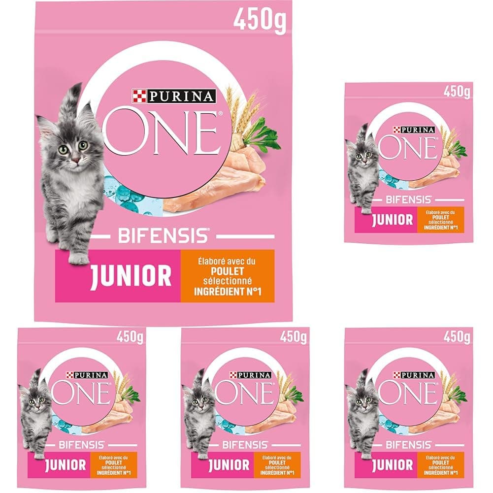 PURINA ONE Bifensis Junior | Chicken Kitten Dry Food | 450g Bag (Packaging May Vary) (Pack of 5)