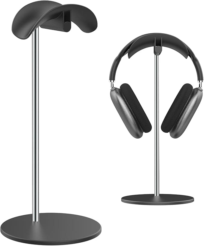 Headset Holder, Desktop Headset Holder with Aluminum Base, Compatible with AirPods Max, Beats, Bose, B&O, Sony, Sennheiser, Gaming (Black)