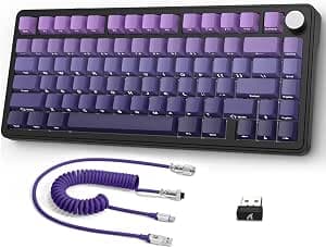 AJAZZ x Attack Shark X85 Mechanical Keyboard, 75% Wireless Gaming Keyboard with Knob, 5-Layer Padding, PBT Side-Printed Keycap, BT5.1/2.4 GHz/USB-C, Hot-Swap Linear Switch, RGB, NKRO, for PC, Mac