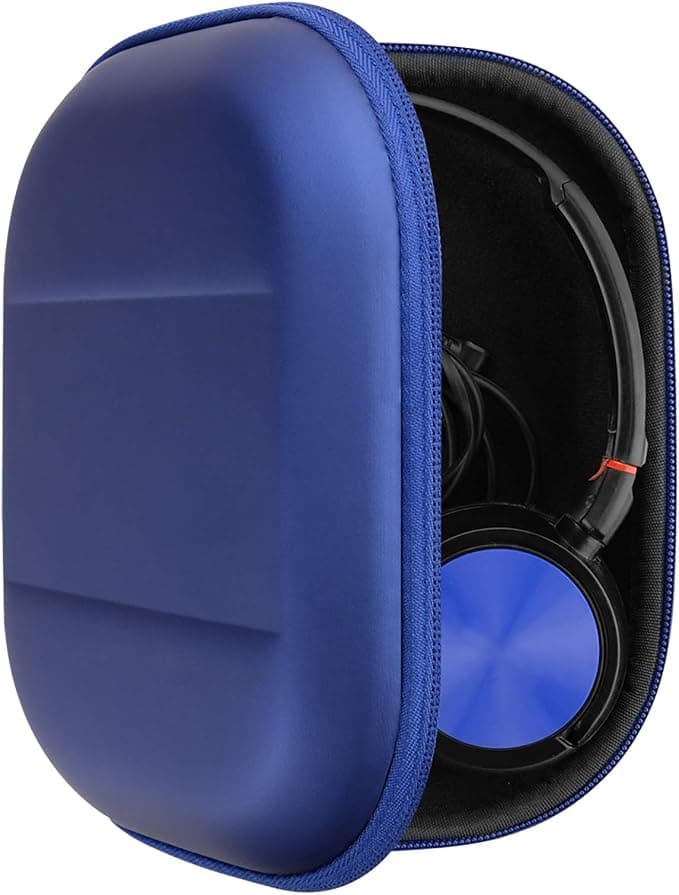 Geekria Shield Étui pour écouteurs compatible avec Sony MDR-ZX600, MDR-ZX330BT, MDR-ZX300, MDR-ZX110, coque rigide de rechange, sac de transport de voyage avec rangement de câble (bleu) - Image 1