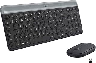 Logitech MK470 Combo Clavier et Souris sans Fil pour Windows, 2,4 GHz avec Récepteur USB, Ultra-Fin, Discret, Batterie Longue Durée, Souris Optique, Clavier AZERTY Français - Noir