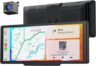 Écran CarPlay Portable sans Fil 8,1" 60 fps pour Apple CarPlay & Android Auto, mises à Jour OTA, caméra de recul, Mirror Link, Bluetooth, Commande vocale, Navigation GPS