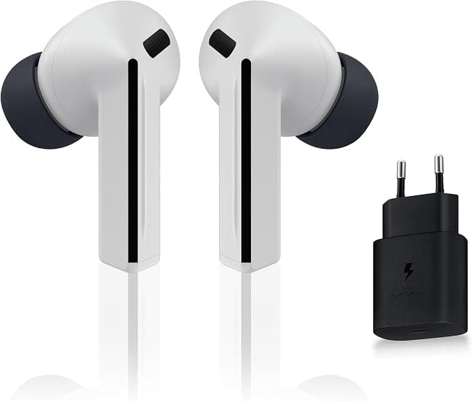 Samsung Galaxy Buds3 FE Wireless Earbuds, Bluetooth, Active Noise Cancelling, Audio 360, Gemini, 25W Fast Mains Charger Included, Grey, FR Version - Image 1