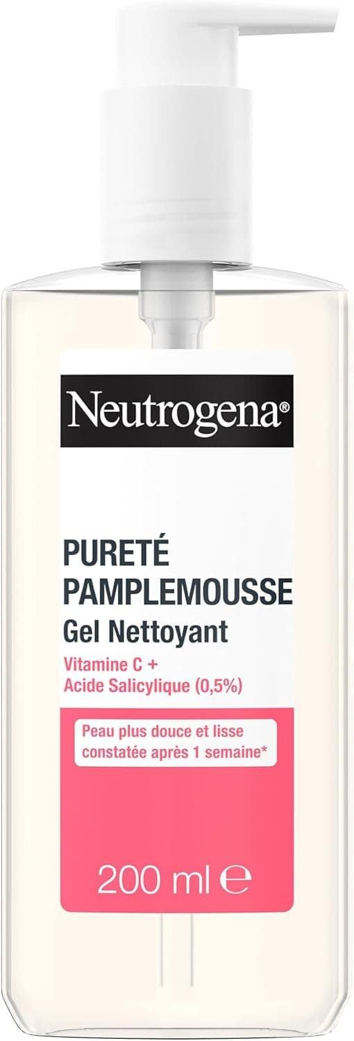 Neutrogena – Gel Nettoyant Pureté Pamplemousse (tube de 200 ml) – Nettoyant visage à la vitamine C et acide salicylique (0,5%) – Peau plus douce et lisse constatée après 1 semaine*