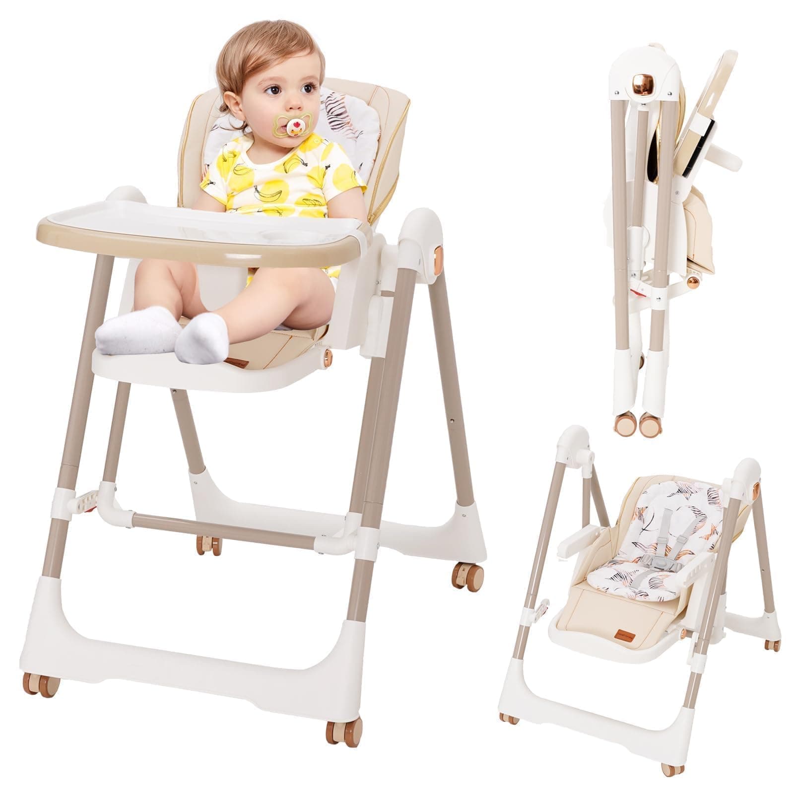 Bébé Confort 5 en 1 chaise haute bébé evolutive, pliable chaises hautes enfant,transats et balancelles transat haut inclinable bébé confort chaise reglable hauteur,highchair Baby Portable Foldable high