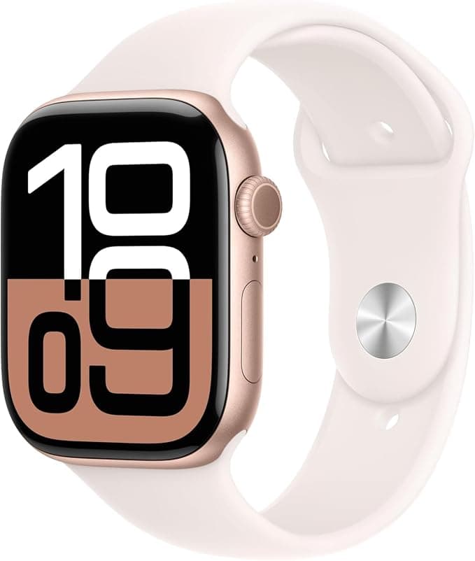 Apple Watch Series 10 [GPS, 46mm] - Rose Gold Aluminum Case with Sport Loop Blusher Pink - M/L (Refurbished) - Image 1