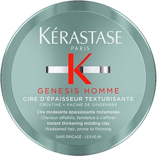 Kerastase Genesis Men's Texturising Thick Styling Wax - +70% Immediate Thickness* - Matte Finish - Creatine + Ginger Root - Fine Weakened Hair - Image 1