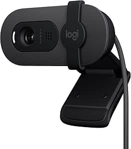 Logitech Brio 100 Full HD Webcam for Meeting/Streaming, Auto Light Balance, Built-in Microphone, Privacy Pane, USB-A, for Microsoft Teams, Google Meet, Zoom - Graphite