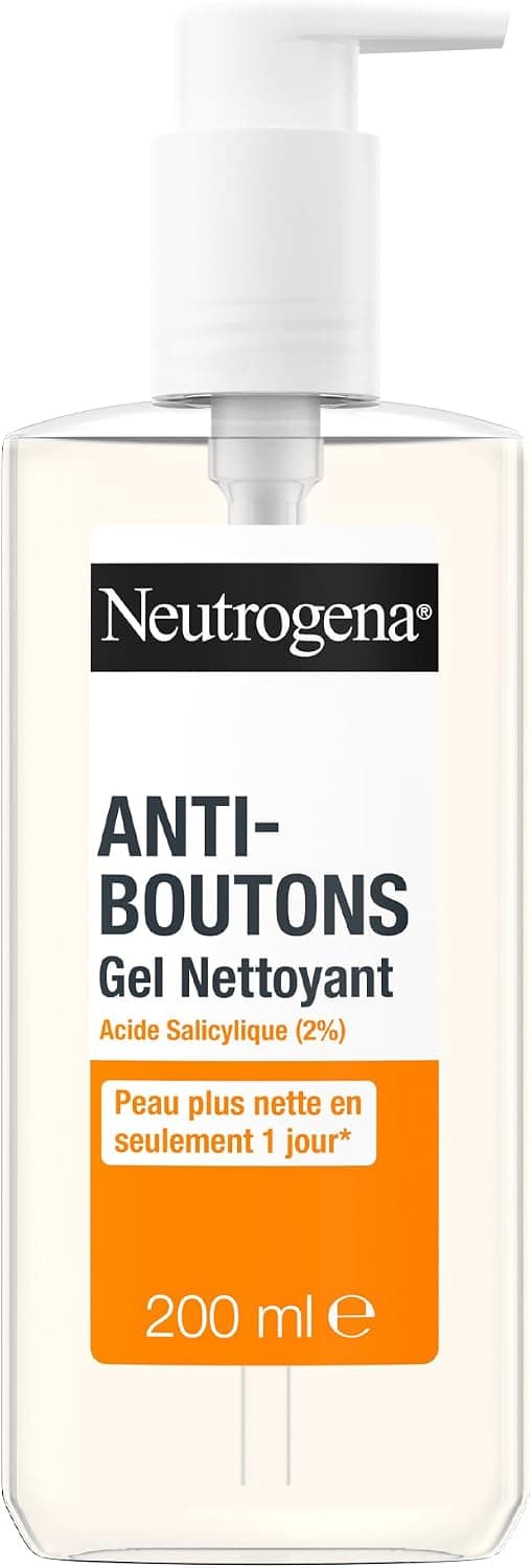 Neutrogena – Gel Nettoyant Anti-Boutons (flacon-pompe de 200 ml) – Nettoyant visage à l'acide salicylique (2%) – Élimine l'excès de sébum et les impuretés pour une peau plus nette en seulement 1 jour* - Image 1