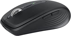 Logitech MX Anywhere 3S Wireless Mouse, Quiet, Compact, Fast Scrolling, 8K DPI, Programmable Buttons, USB C, Bluetooth, Windows PC, Linux, Chrome, Mac - Graphite