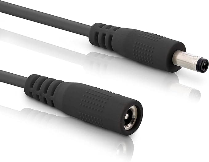 InLine - DC Extension Cable, Universal Power Extension Cable for Amazon Echo Dot, LED Strips, CCTV Cameras, 4x1.7mm DC Plug/Plug, Black, 5m