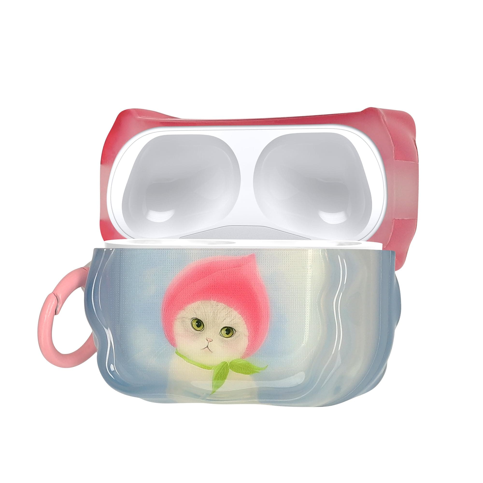 kwmobile In-Ear Earphone Case for Apple Airpods Pro 2 / Pro 1 Case with Carabiner - Earphone Cover - Fishing Cat - Image 1