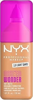 NYX Professional Makeup - Make 'Em Wonder - Fond de Teint - Tenue 24h - Pas d'effet plâtre - Acide Hyaluronique et extrait de Guarana - Formule Vegan - Teinte : Light Sand 13-30ml
