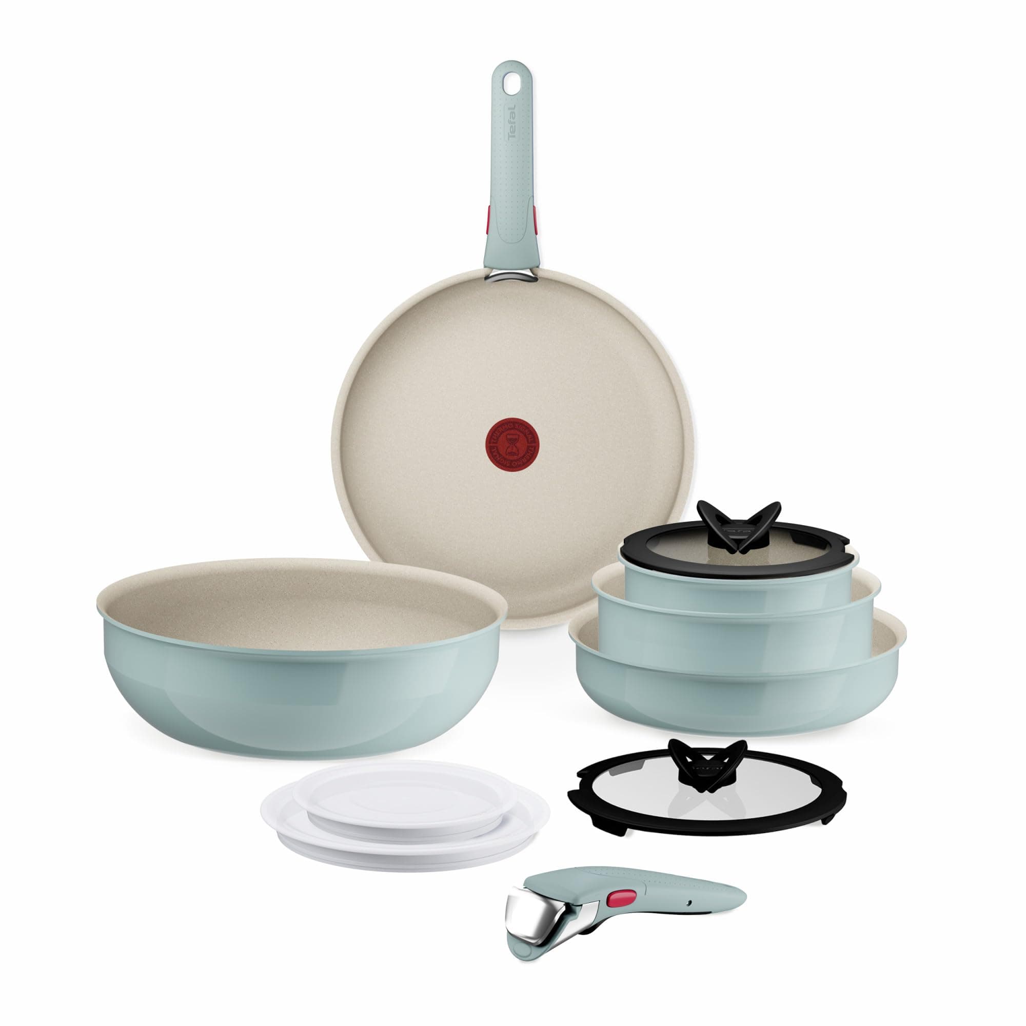 Tefal Tefal Ingenio Serenity, 11-Piece Cookware Set, Non-Stick Coating, Secure Removable Handles, Stackable Design, Induction, L828SB04