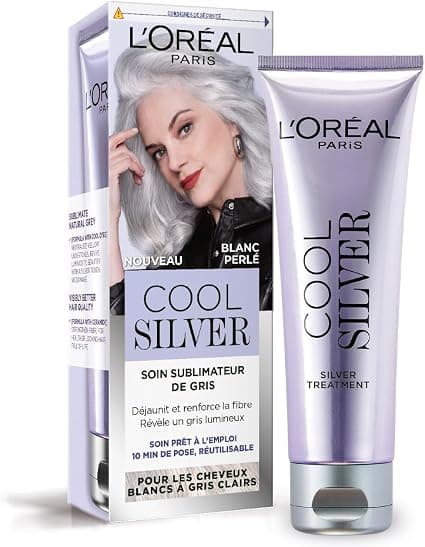 L'ORÉAL PARIS - Grey Enhancer - Deyellows & Strengthens Hair - White to Light Grey Hair - Neutralises unwanted reflections - Cool Silver - Colour : Pearl White - Image 1