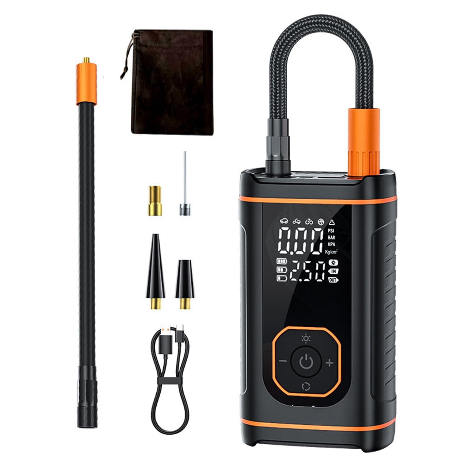 Mobil Compresseur D'Air Portatif Pour Pneus De Voiture | Rechargeable Affichage Numerique Outil Automobile - Gonfleur De Pneu Pour Voiture Et Véhicule Automobile | Pour Moto Vélo Ballon De