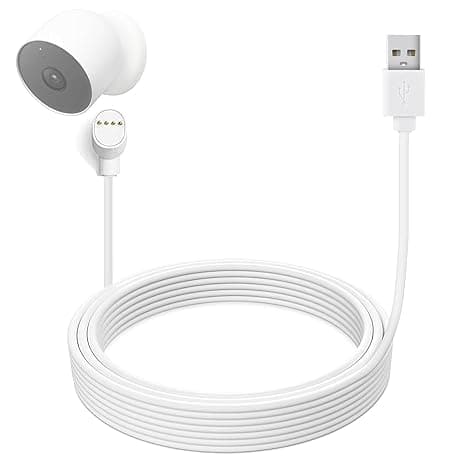Google 1 Upgrade Pack, 25 Feet / 25 Feet USB Charging Cable, Thick Four Core Charging Cable, Compatible with Google Nest Cam Camera (Battery Edition), Extended Charging Cable