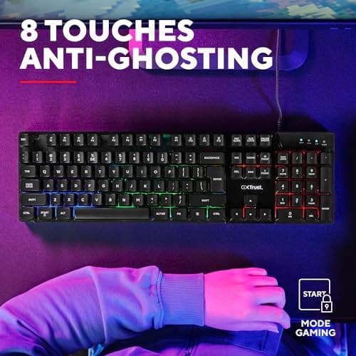 Trust Gaming GXT 835 Azor Wired French AZERTY Gaming Keyboard, LED Rainbow Lighting, Gaming Mode, 8 Anti-Ghosting Keys, USB Membrane Gaming Keyboard, PC/Laptop – Black - Image 7
