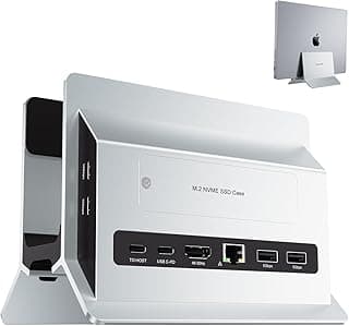 MAC Macbook Station d'accuei, Verticale USB C HUB avec boîtier SSD M.2 NVMe(SSD Non Inclus), 4 K@60 Hz, 2 Ports USB C10 Gbit/s, Dock USB C Compatible avec MacBook, Mac Mini and Laptops, Argent