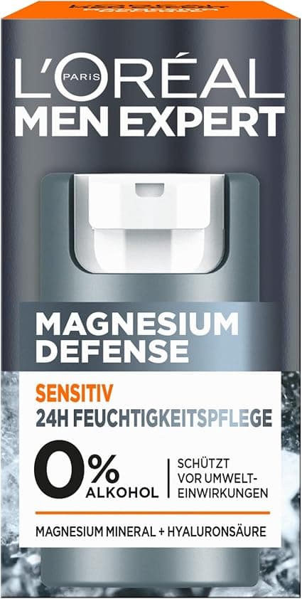 L'Oréal Men Expert Sensitiv Face Care for Men, Soothing Moisturizer for Sensitive Skin, Face Cream for Men with Magnesium & Hyaluronic Acid, Magnesium Defense 1 - Image 1