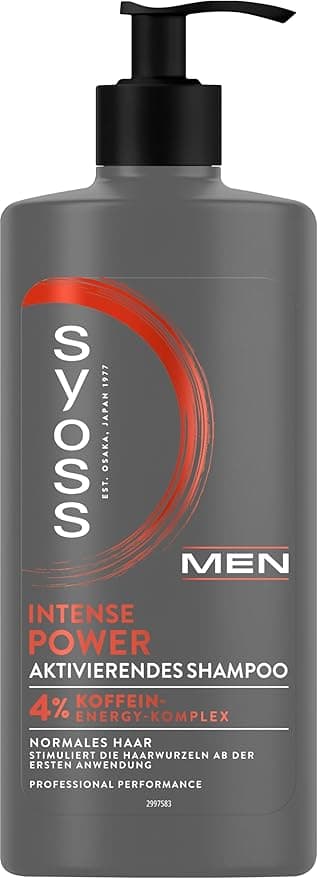 Syoss Men Power Shampoo (440ml) - Strengthening with Caffeine and Power Boost Technology, Stimulates Normal Hair Roots