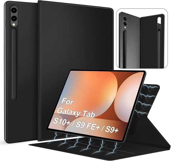 DAORANGE Samsung Galaxy Tab S10+/S9 FE+ 12.4 inch Magnetic Case Lightweight Slim Cover with Hidden Pen Holder for Samsung Galaxy Tab S10+/S9 FE+ Tablet (Black) - Image 1