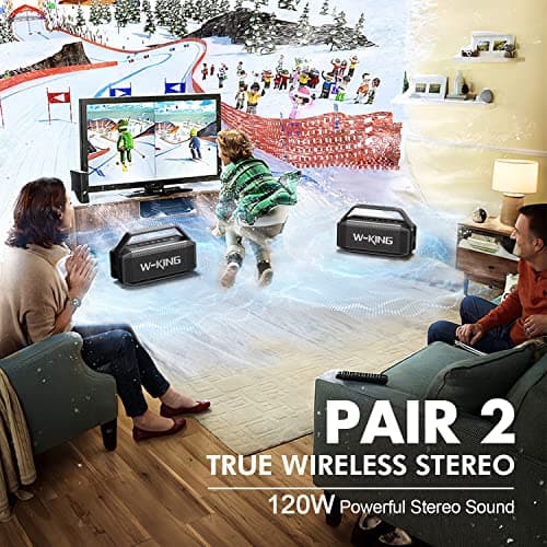W-KING Powerful Bluetooth Speaker, 60W(100W Peak) Portable Waterproof Bluetooth Speaker Wireless Site Deep Bass/External Battery/Pairing/40H/TF/AUX/EQ, Big Outdoor Party Boombox - Image 6