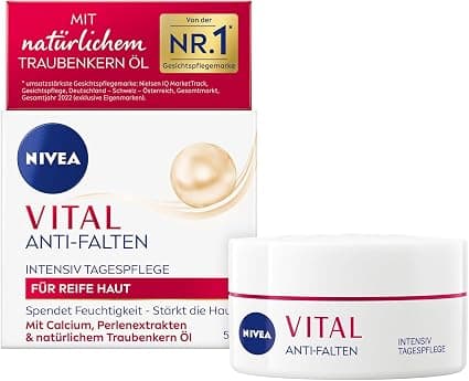 NIVEA VITAL Anti-Wrinkle Intensive Day Care for Mature Skin, Facial Care with Calcium, Pearl Extracts and Natural Grapeseed Oil, Day Cream for Intense Hydration (50 - Image 1