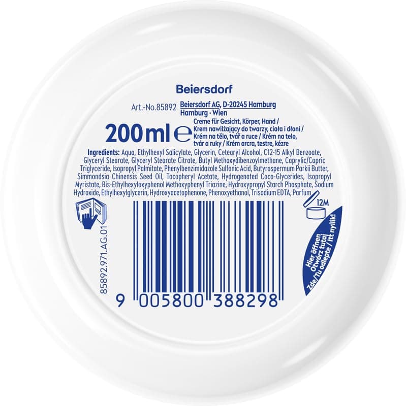 NIVEA Crème Hydratante Intense Douce et légère avec Huile de Jojoba et Vitamine E pour Visage, Corps et Mains Protection SPF 15, 200 ml - Image 5