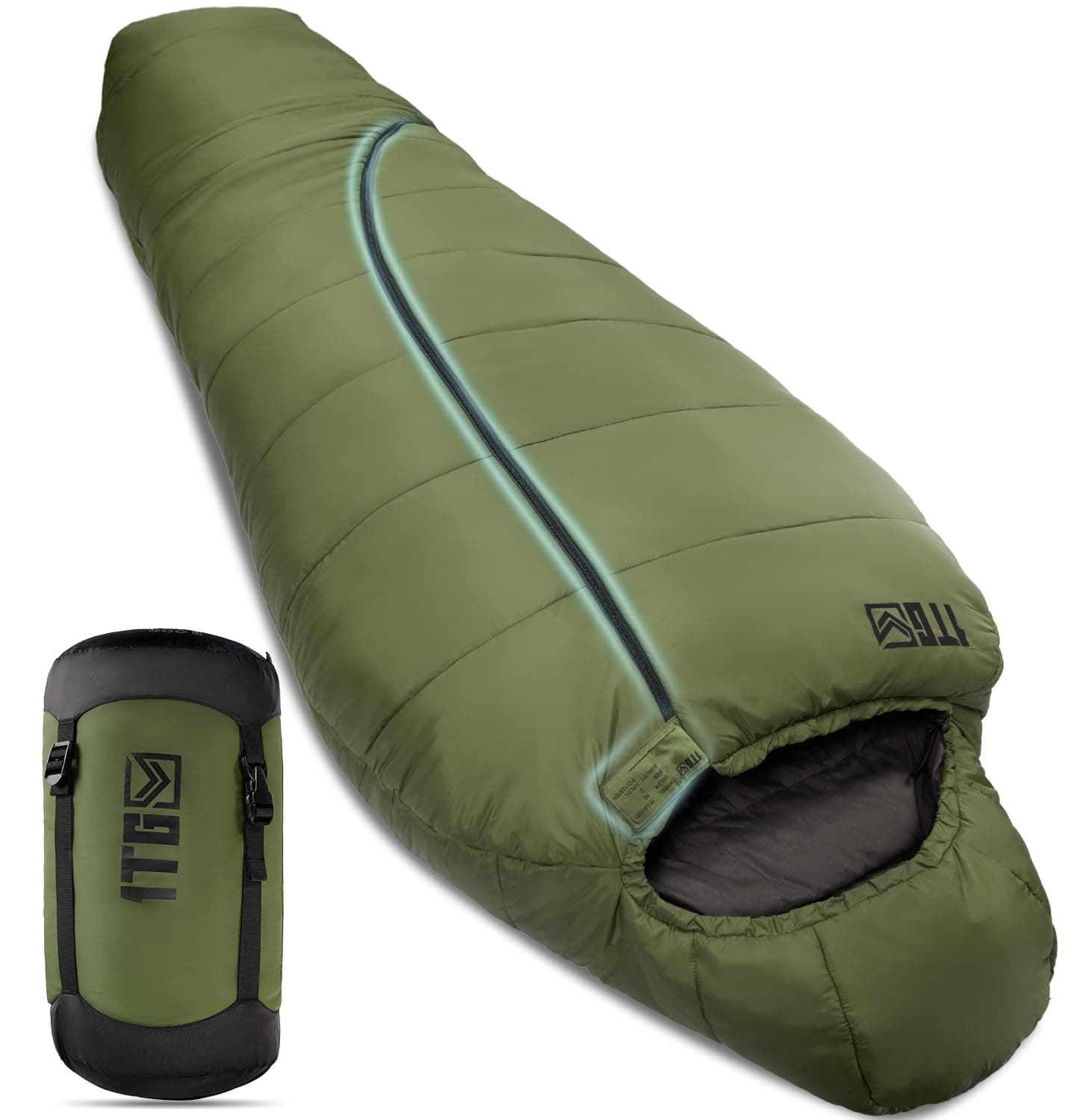 Adult Sleeping Bag, Sarcophagus Sleeping Bag - Cold - 4°C | 4 Seasons Compact Sleeping Bag for Camping, Trekking & Bivvy (Adult ≤185 cm)