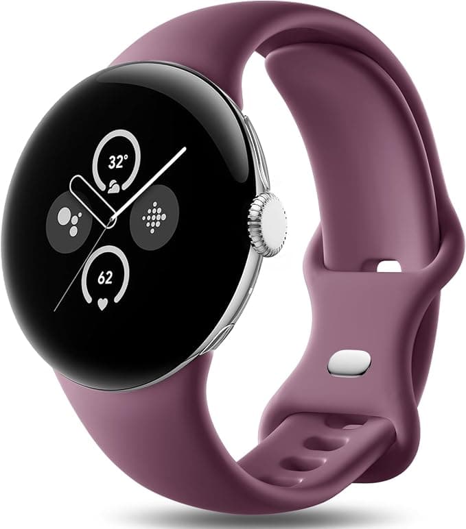 Easuny Strap Compatible with Google Pixel Watch 2 Bracelet/Google Pixel Watch Bracelet, Soft Silicone Sport Strap for Google Pixel Watch/Pixel Watch 2 for Women Men, Small Smoke Purple - Image 1