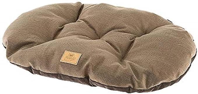 Ferplast Coussin Chien STUART 45, Coussin Chat, Lit pour Chiens Chats Animaux Domestiques, Matelas, Tapis, Coussin Rembourré pour Panier Chien et Chat, Ovale, Coton Doux, Lavable, 43 x 30 cm, Marron - Image 1