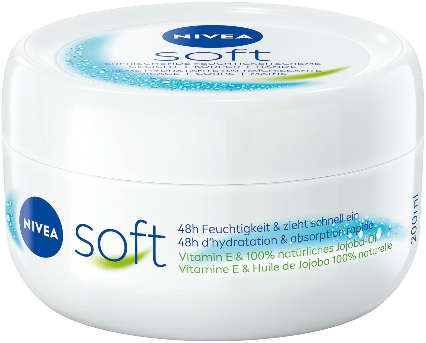 NIVEA Crème hydratante douce et rafraîchissante (200 ml), crème légère avec vitamine E et huile de jojoba 100% naturelle, pénètre rapidement pour une peau sensiblement détendue - Image 9