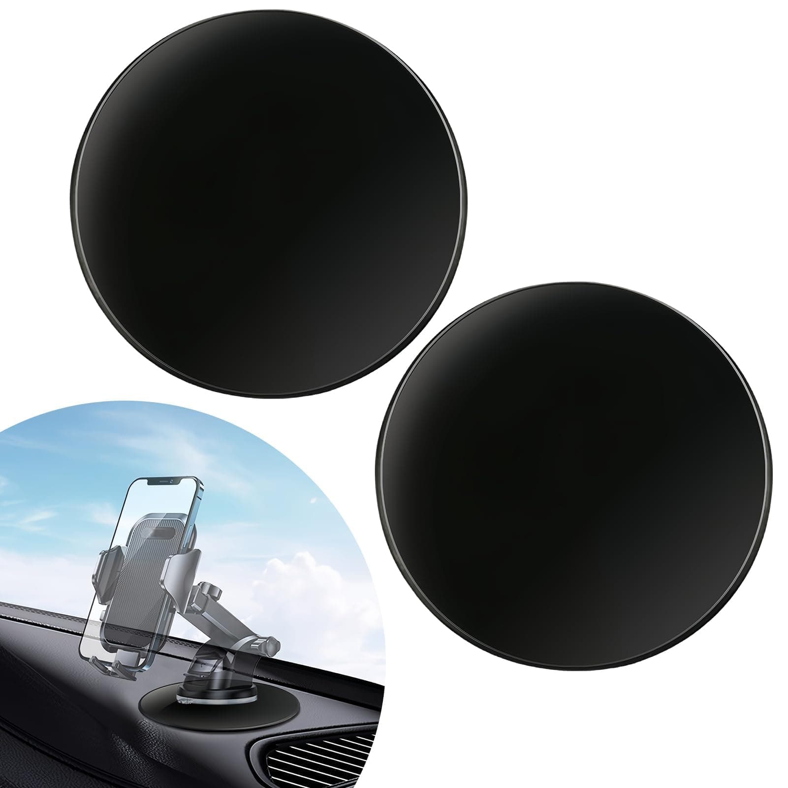 Dashboard Adhesive Mounting Discs Compatible with All GPS Tomtom, Garmin Go, Start, Via, Go Essential, Camper, Garmin Drive, Dezl - Suction Cup Mount for Cars