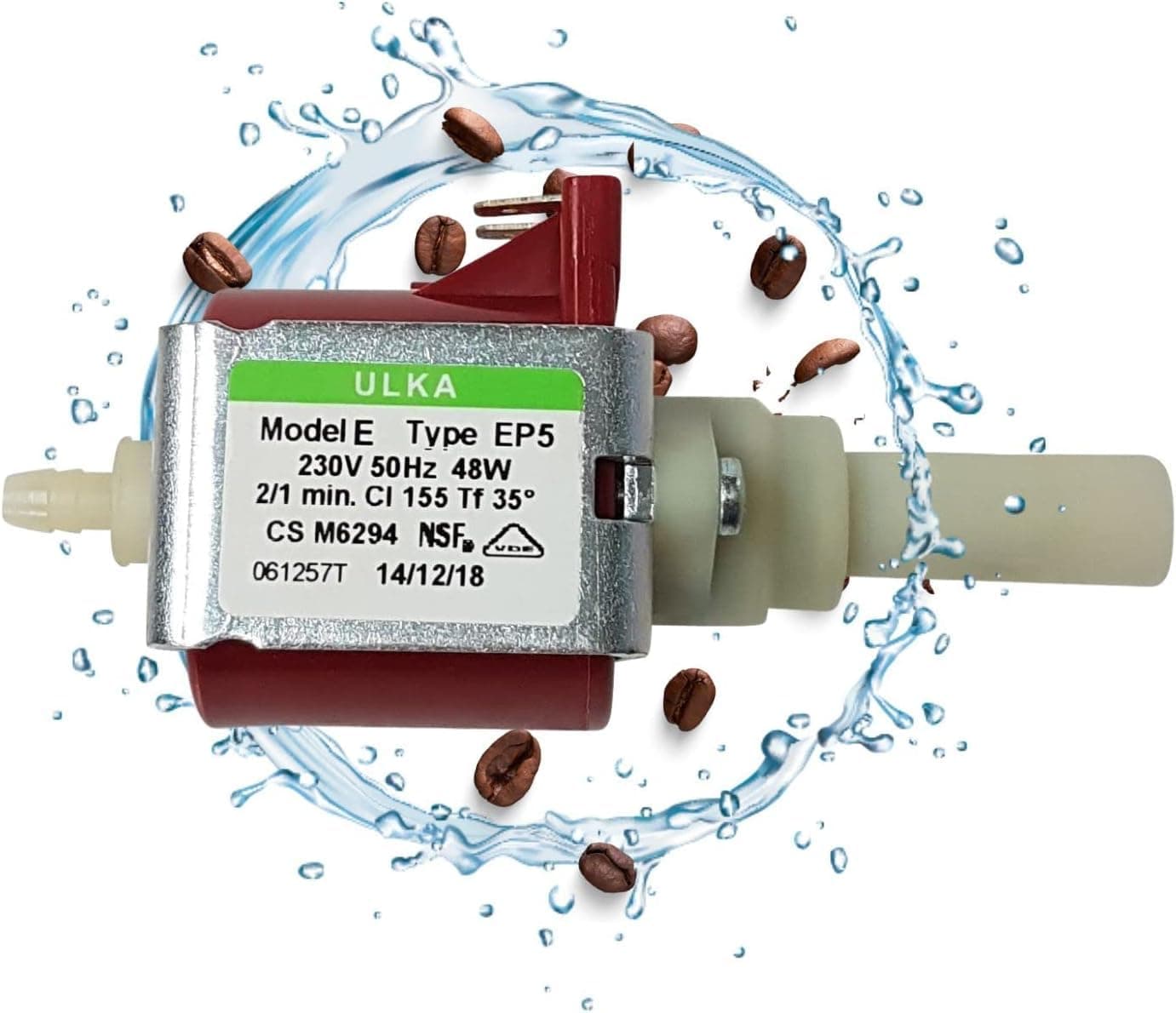 Lichtblau Pompe à eau Ulka EP5 48W 230V I Pour Whirlpool Bauknecht 481236018581, DeLonghi 5132106900, Indesit-Company C00312985 & Philips 422245945091 I Pour machine à café automatique - Image 1