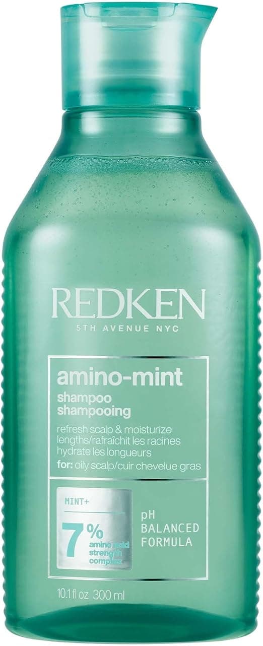 REDKEN - Amino Mint Shampoo - Purifies Oily Roots & Relieves Irritated Scalp - Moisturizes Dry Ends - Fortifies Lengths - Oily Hair - For Men & Women - 300 ml